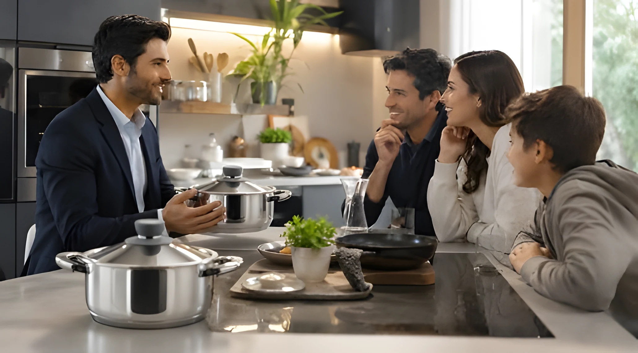 Una famiglia in cucina con IMCO Waterless